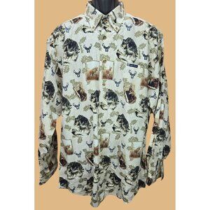 North River Mens Button-Up Shirt Large Tall LT Adventure Wildlife Print